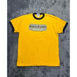 Y2K Ripley's Believe It or Not Orlando Ringer T-Shirt Yellow Black Men's Large